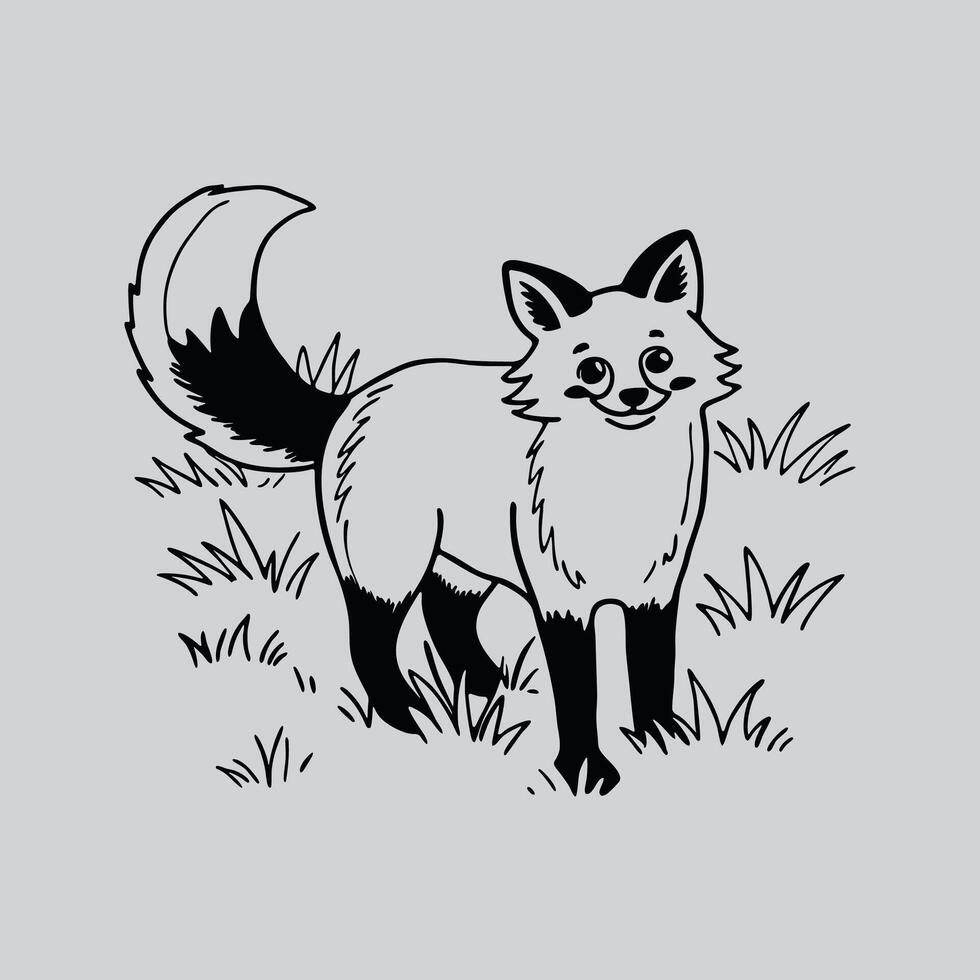 Fox Drawing with Detailed Fur vector