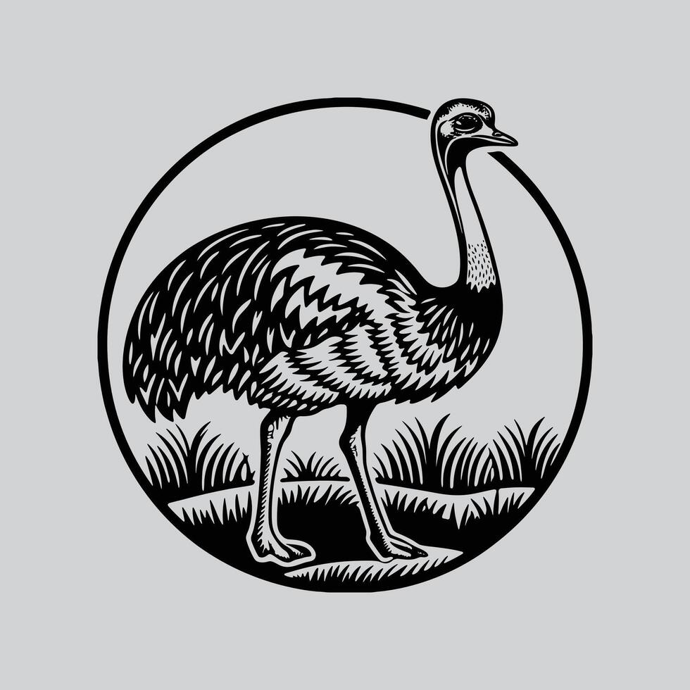 Minimalist Ostrich Ink Draw Logo Concept vector