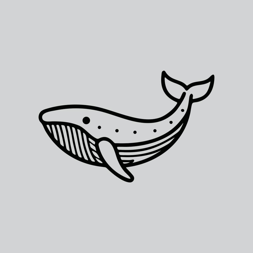 Hand Drawn Blue Whale Artwork vector