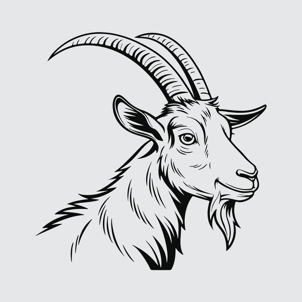 Vintage Goat Illustration in Black and White vector