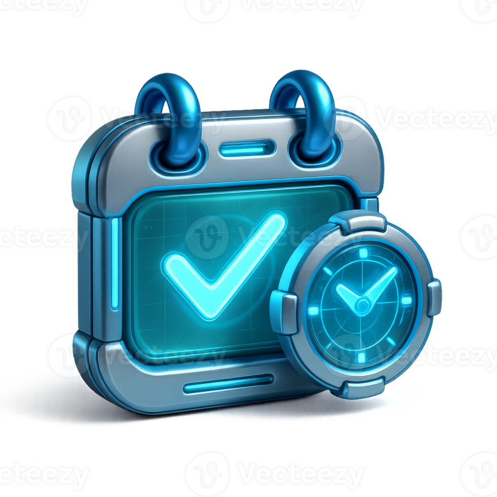 Futuristic Icon Design of Calendar and Clock for Time Management png