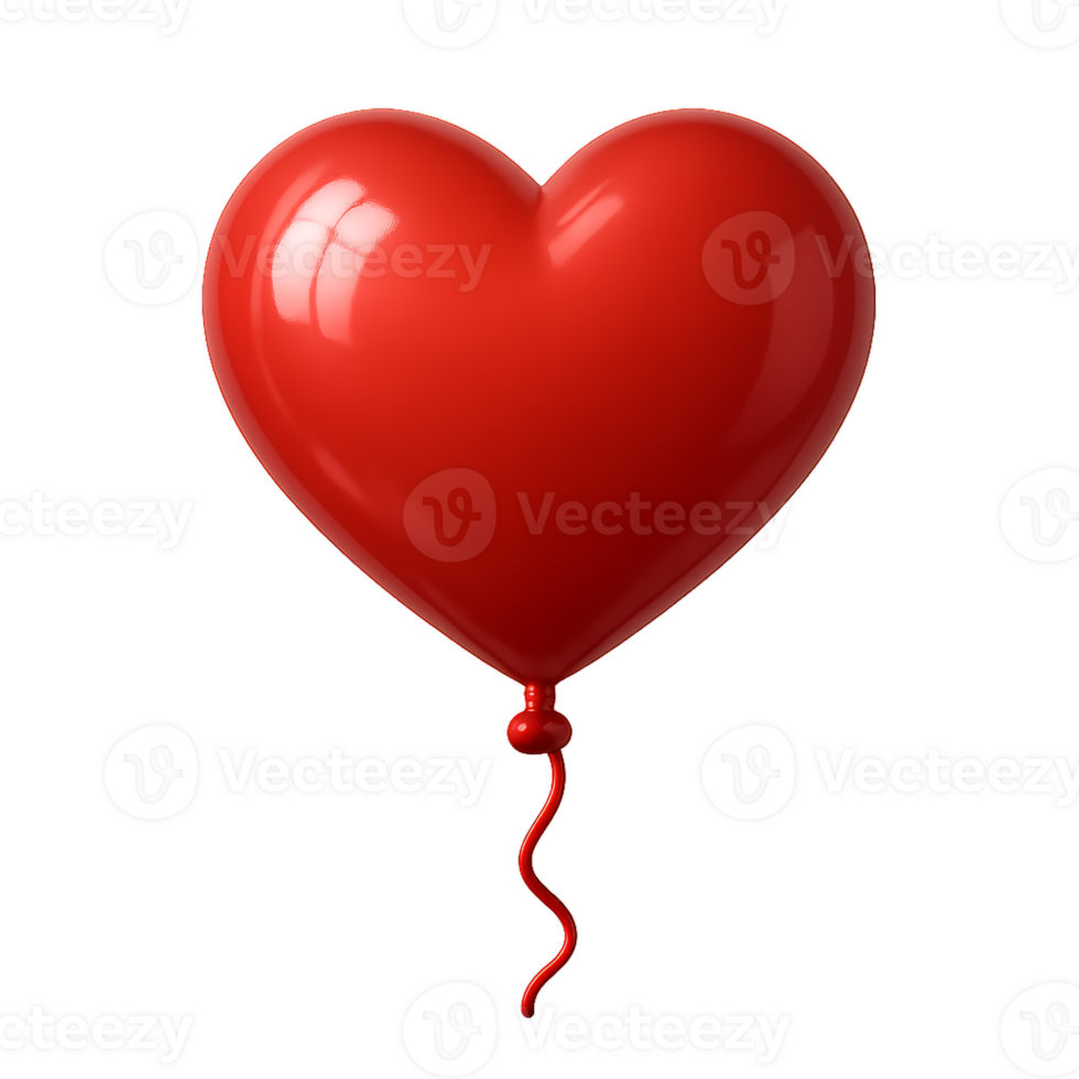 Floating Red Heart Balloon with a Simple Design for Celebrations png