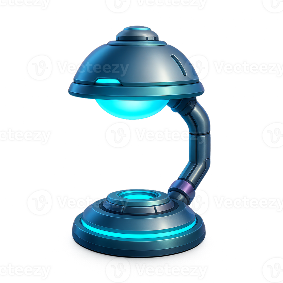 Futuristic Lamp Design with Soft Blue Glow and Sleek Structure png