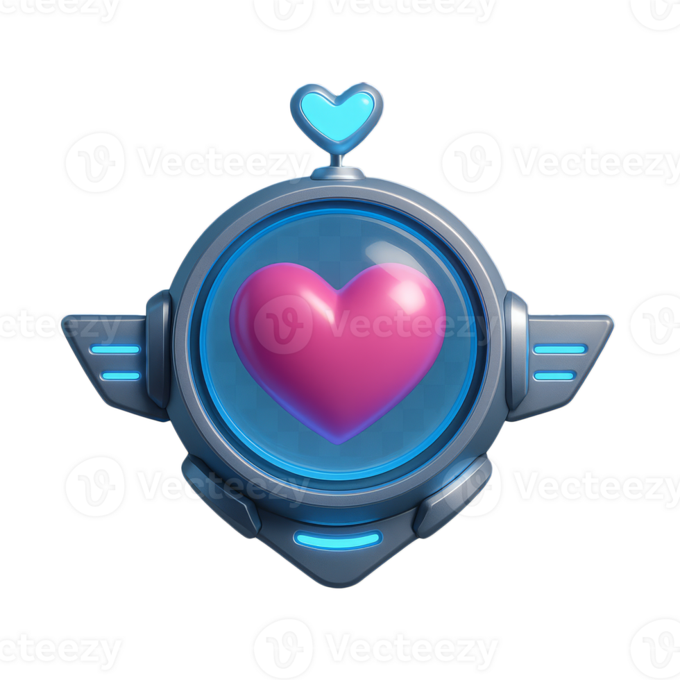 Icon of Future Love with Heart and Futuristic Design Elements png