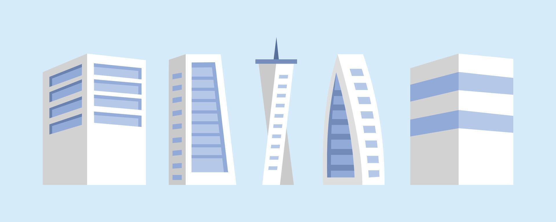 Building illustration. Set of skyscraper building. Apartment building metropolitan building. Buildings facade vector