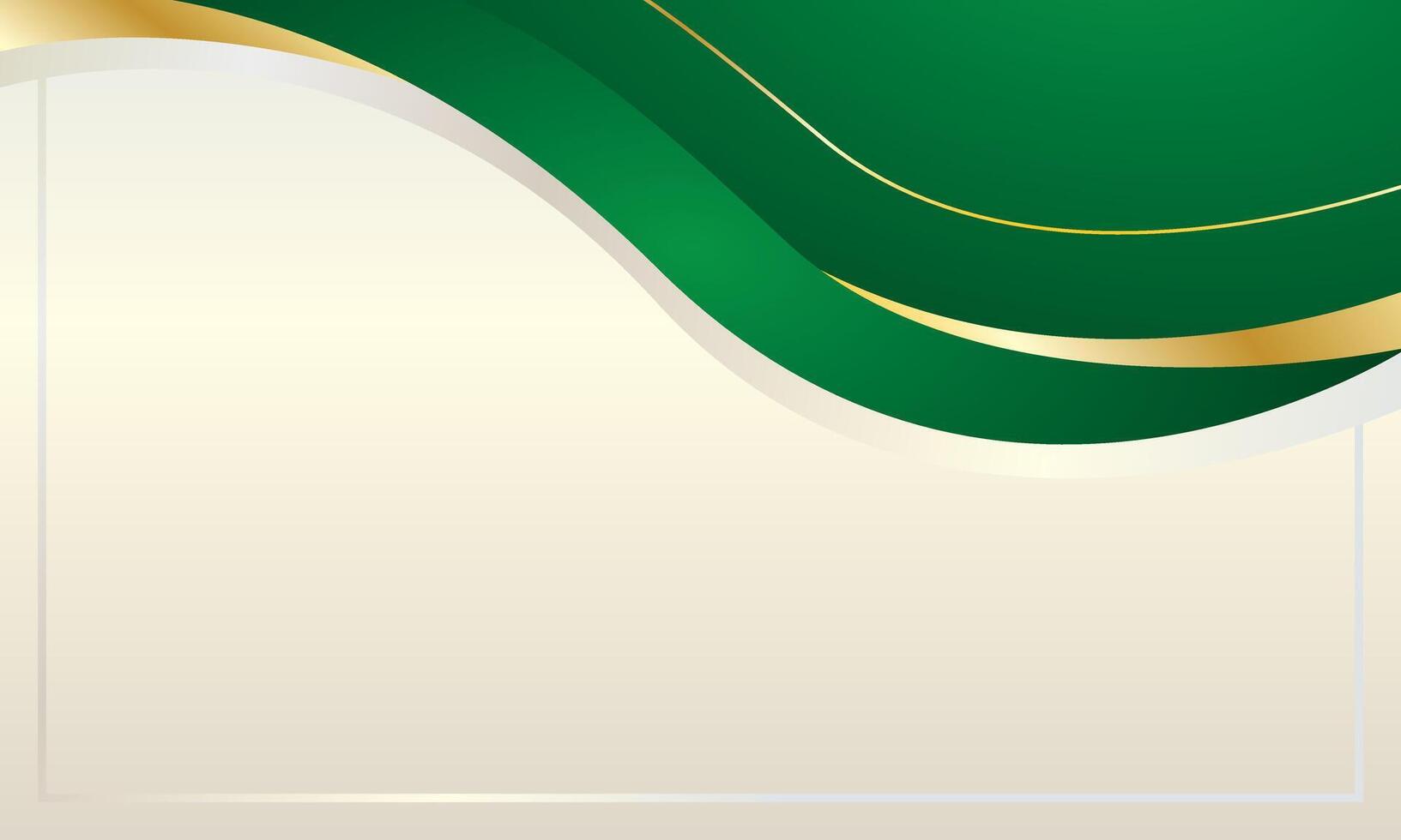 Abstract green and gold waves on luxury background vector