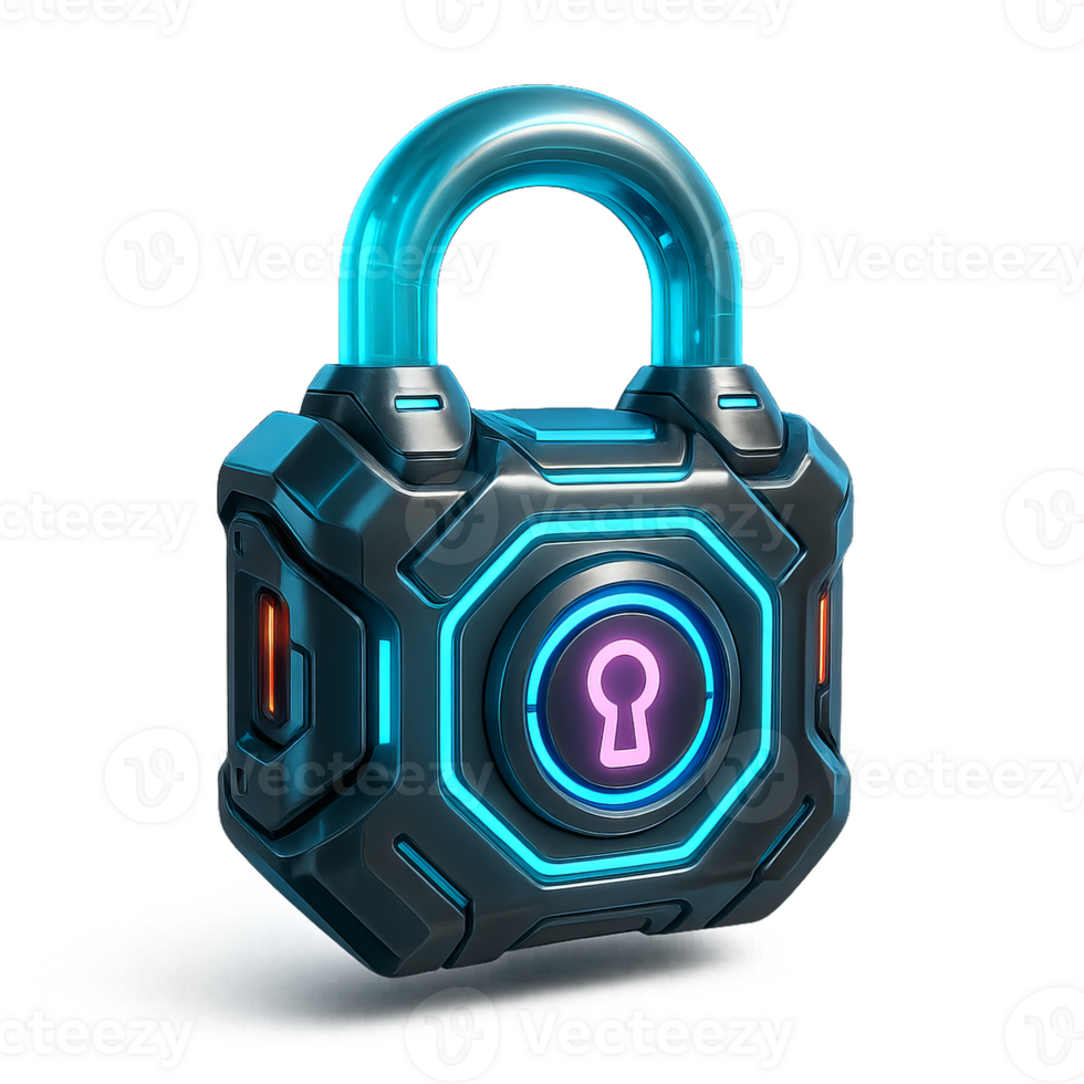 Futuristic Icon of a Lock Symbolizing Security and Innovation png