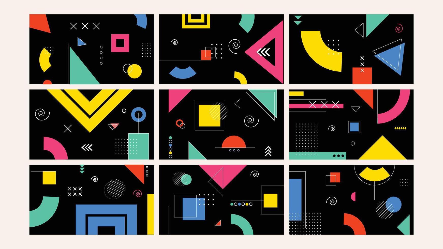 Colorful geometric patterns design vector