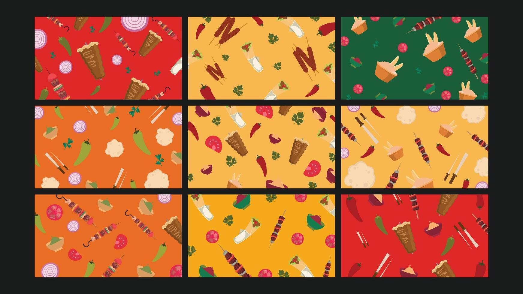 Colorful food patterns for backgrounds vector