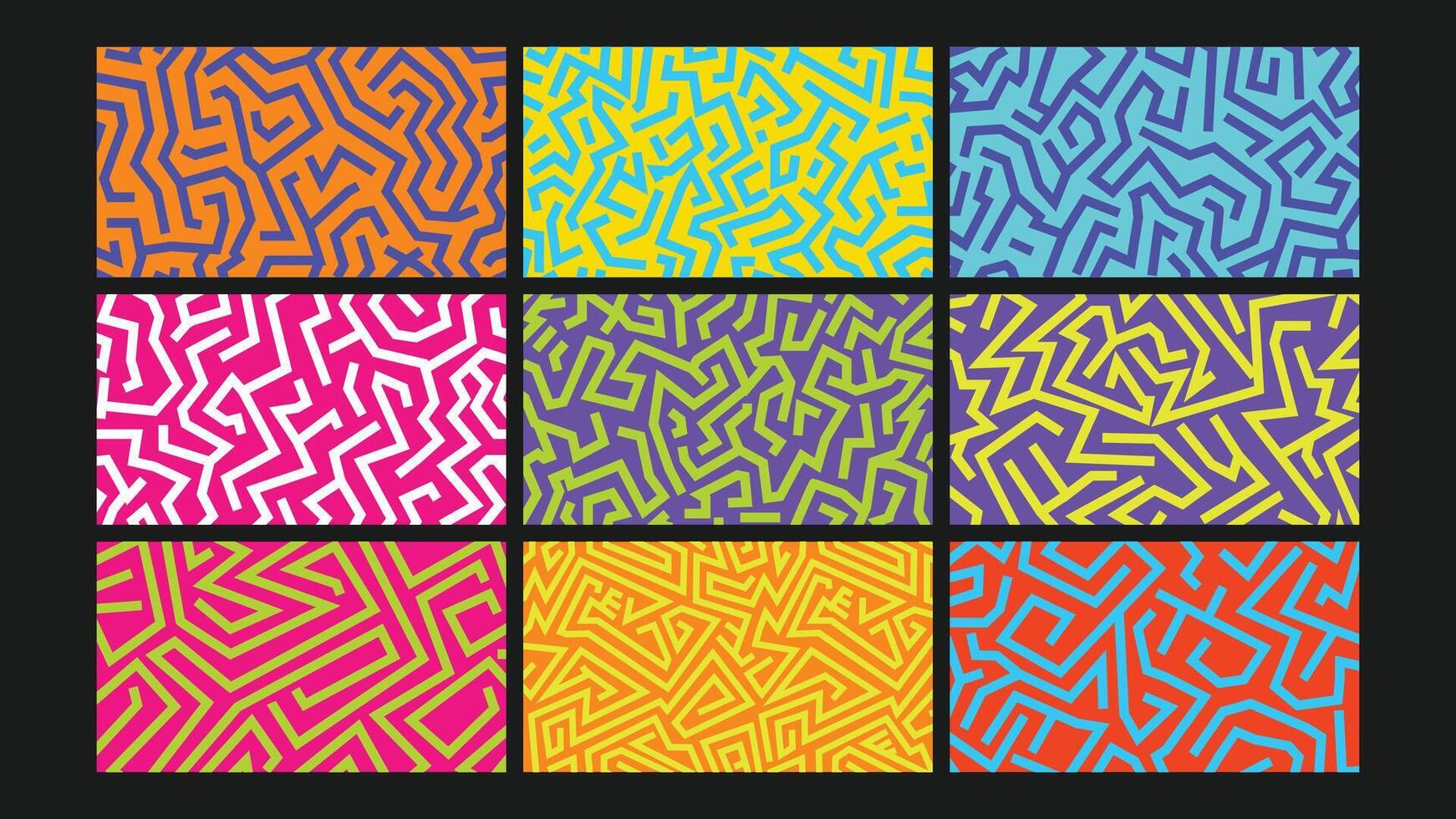 Colorful geometric patterned tiles vector