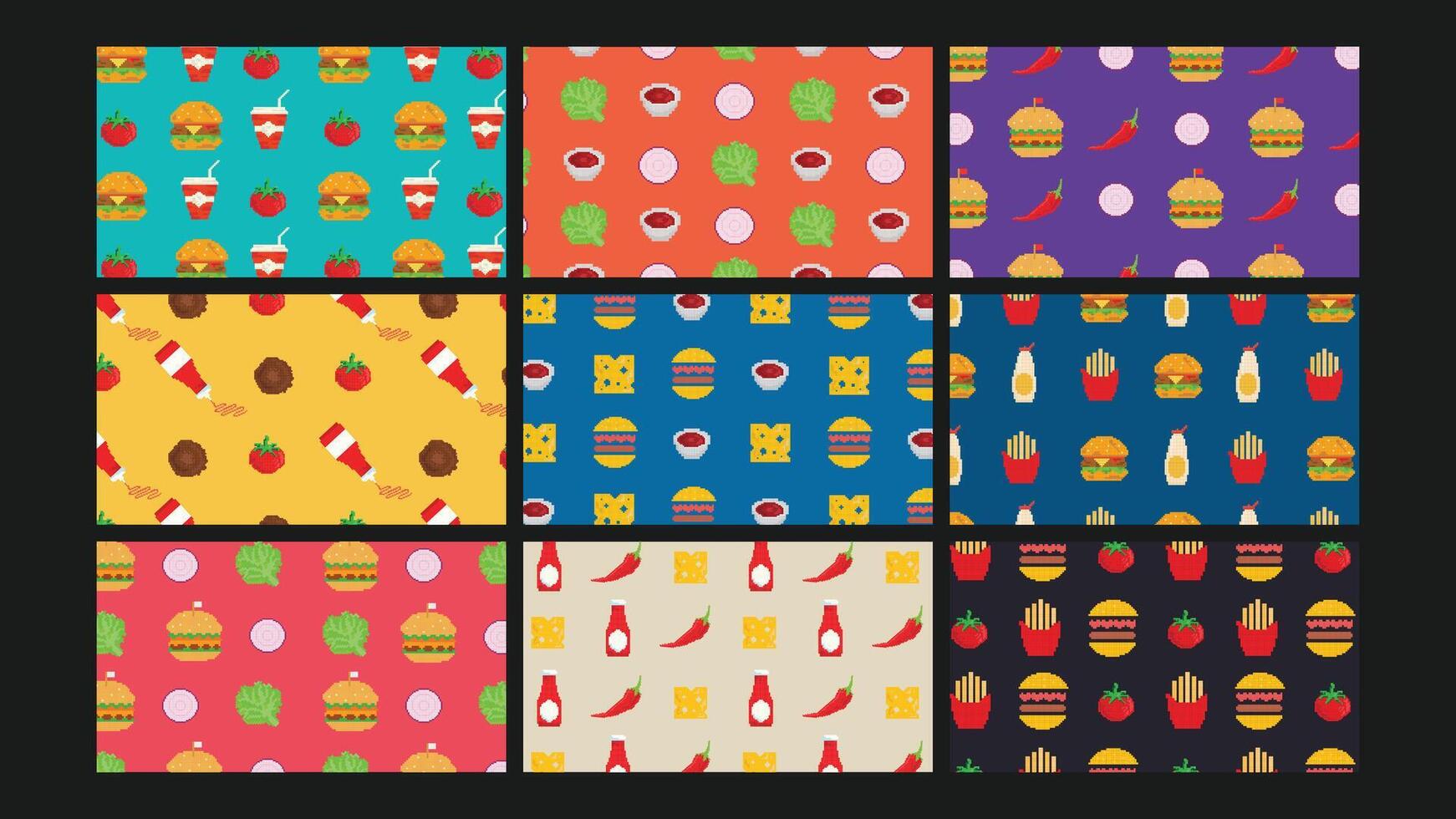 Fast food burger and soda background Set vector