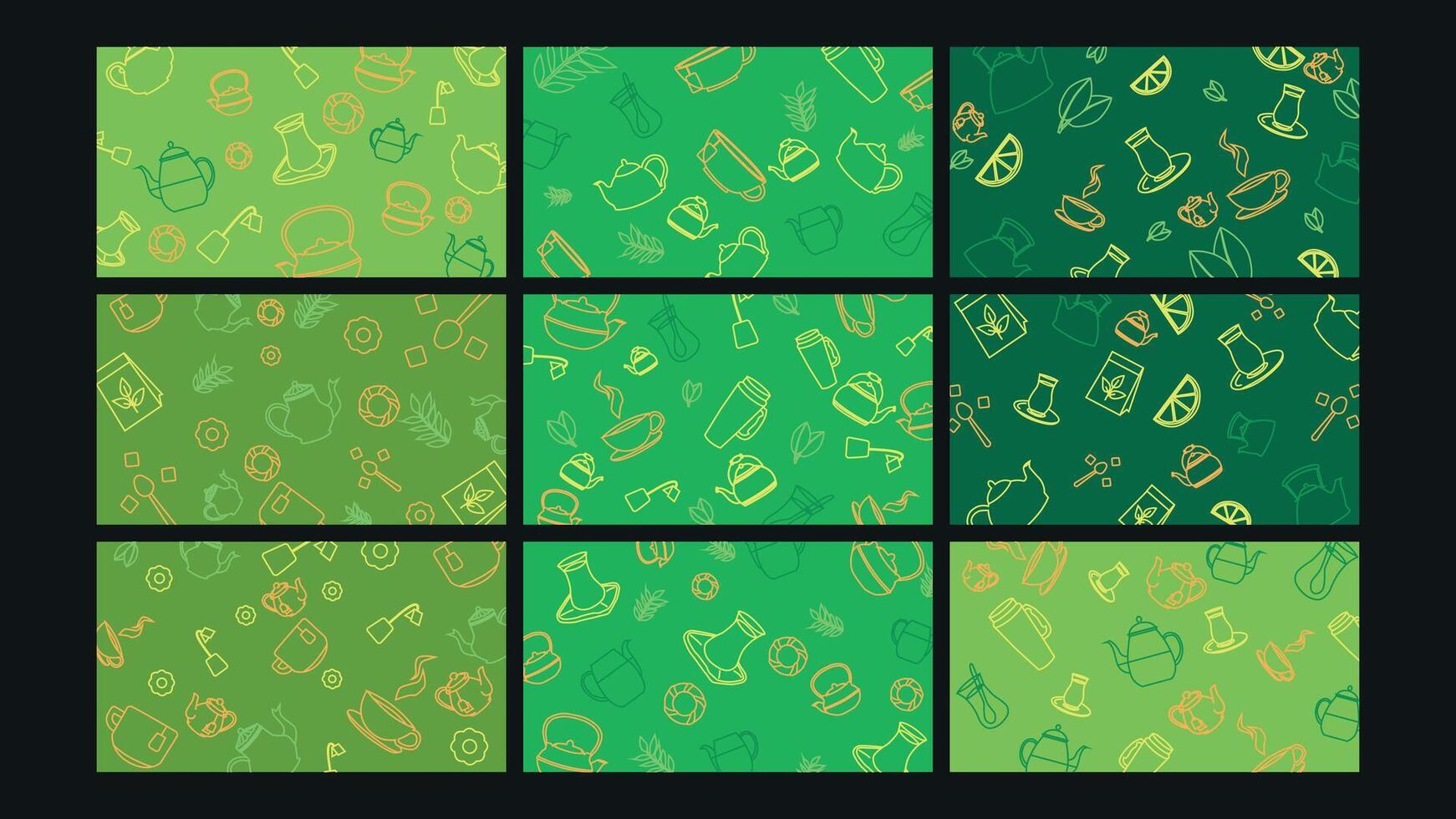 Colorful kitchen utensils and ingredients patterns vector