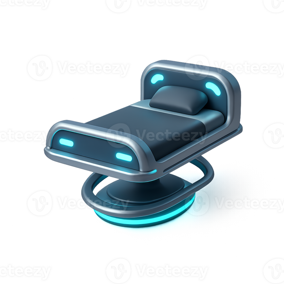 Futuristic Bed Design with Sleek Lines and LED Accents png