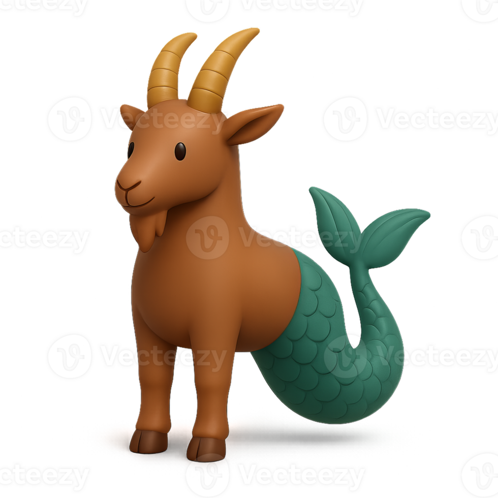 Colorful 3D Illustration of Capricorn Zodiac Sign Cartoon Character png