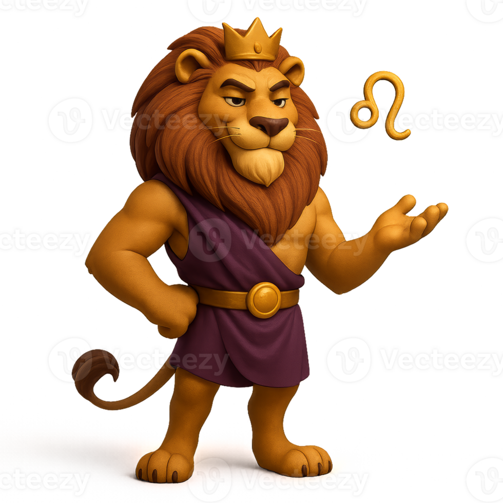 3D Transparent Lion with Astrology Symbol and Simplistic Design png