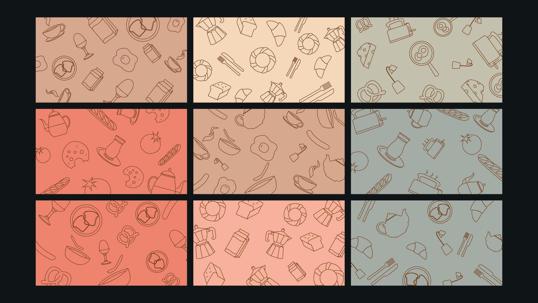 Coffee and breakfast sketch background Set vector