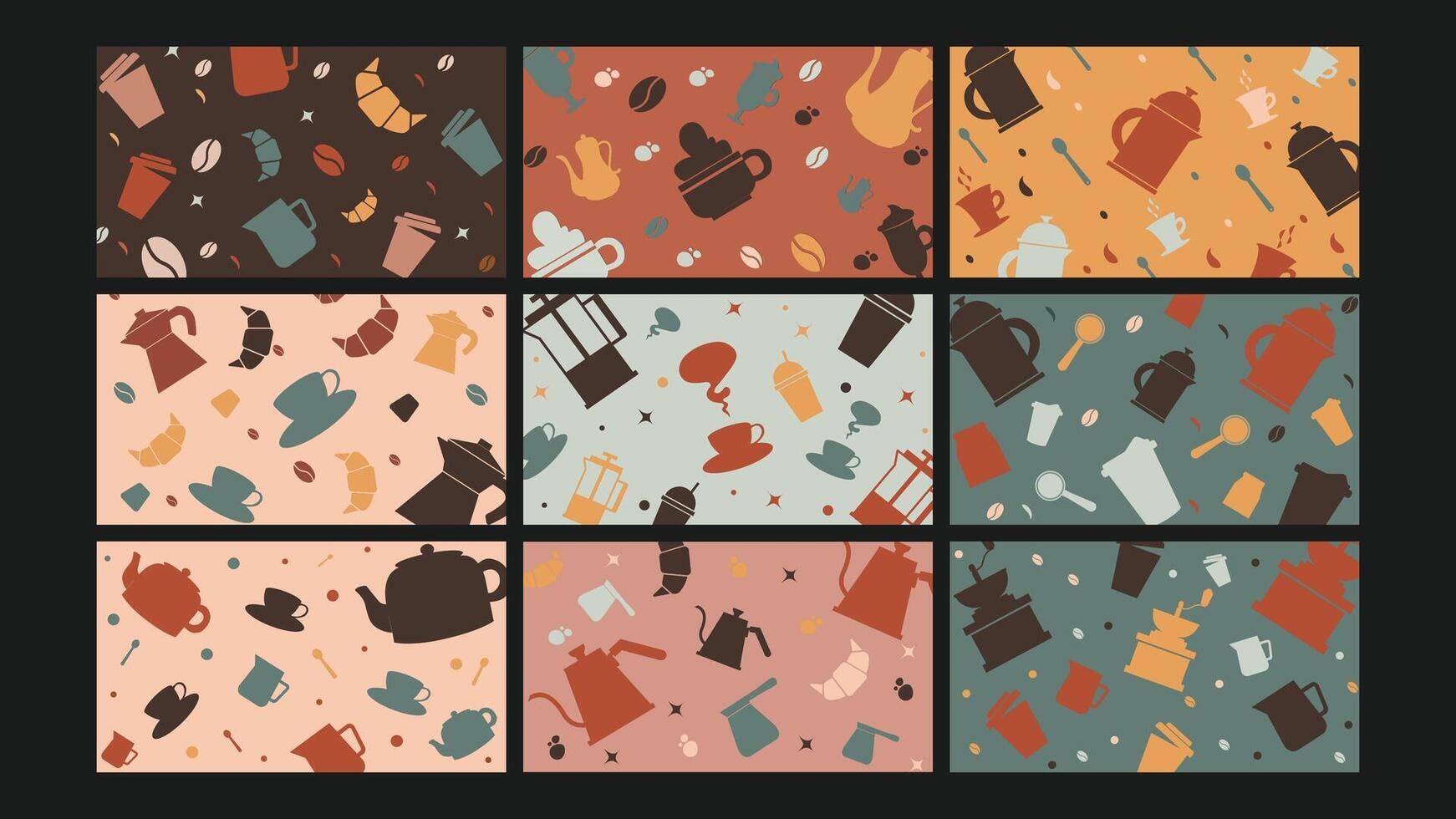 Coffee break morning background Set vector
