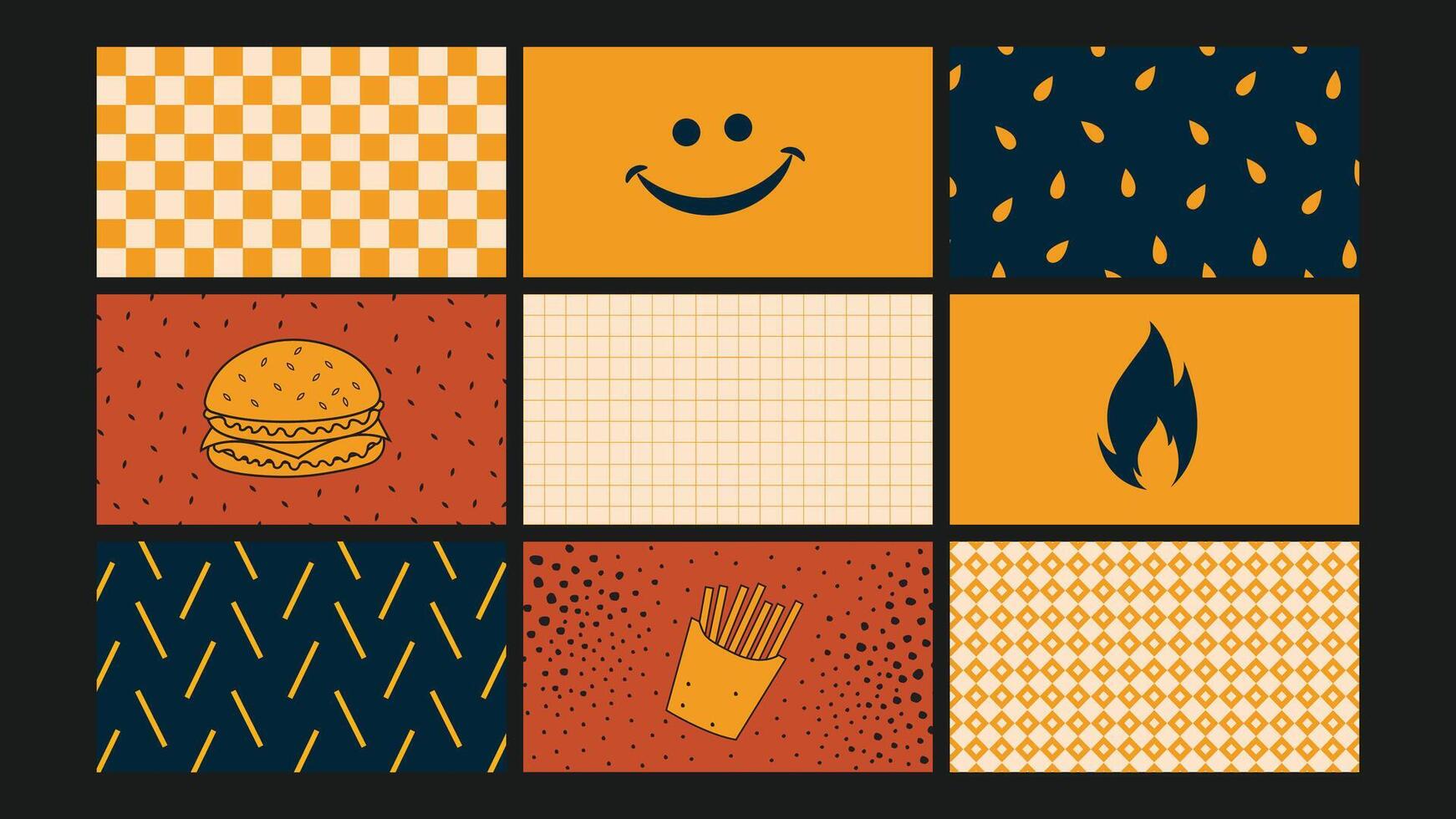Fast food icon set background Set vector