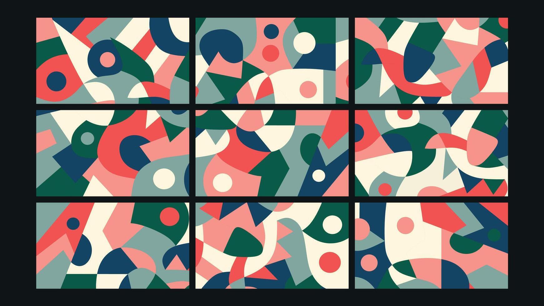 Colorful abstract squiggle line background Set vector