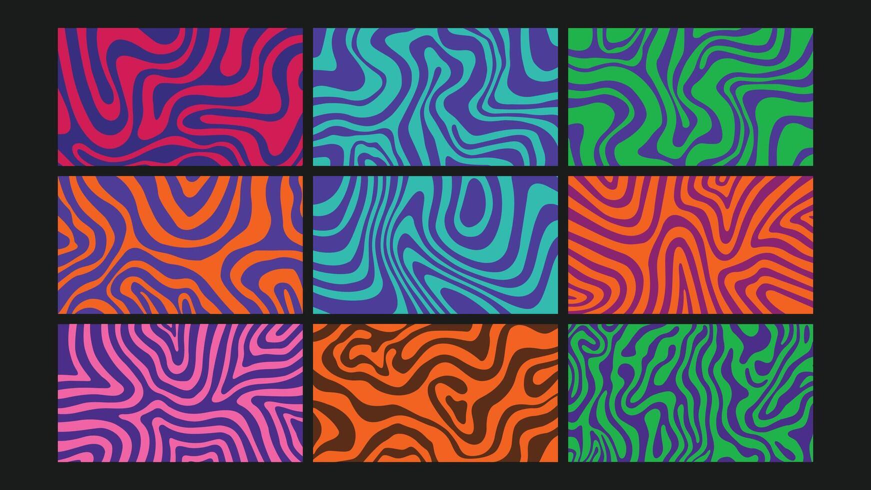 Vibrant liquid contour background Set vector