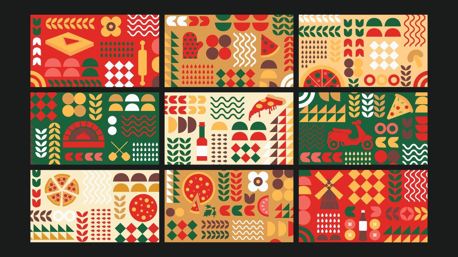 Pizza and delivery background Set vector