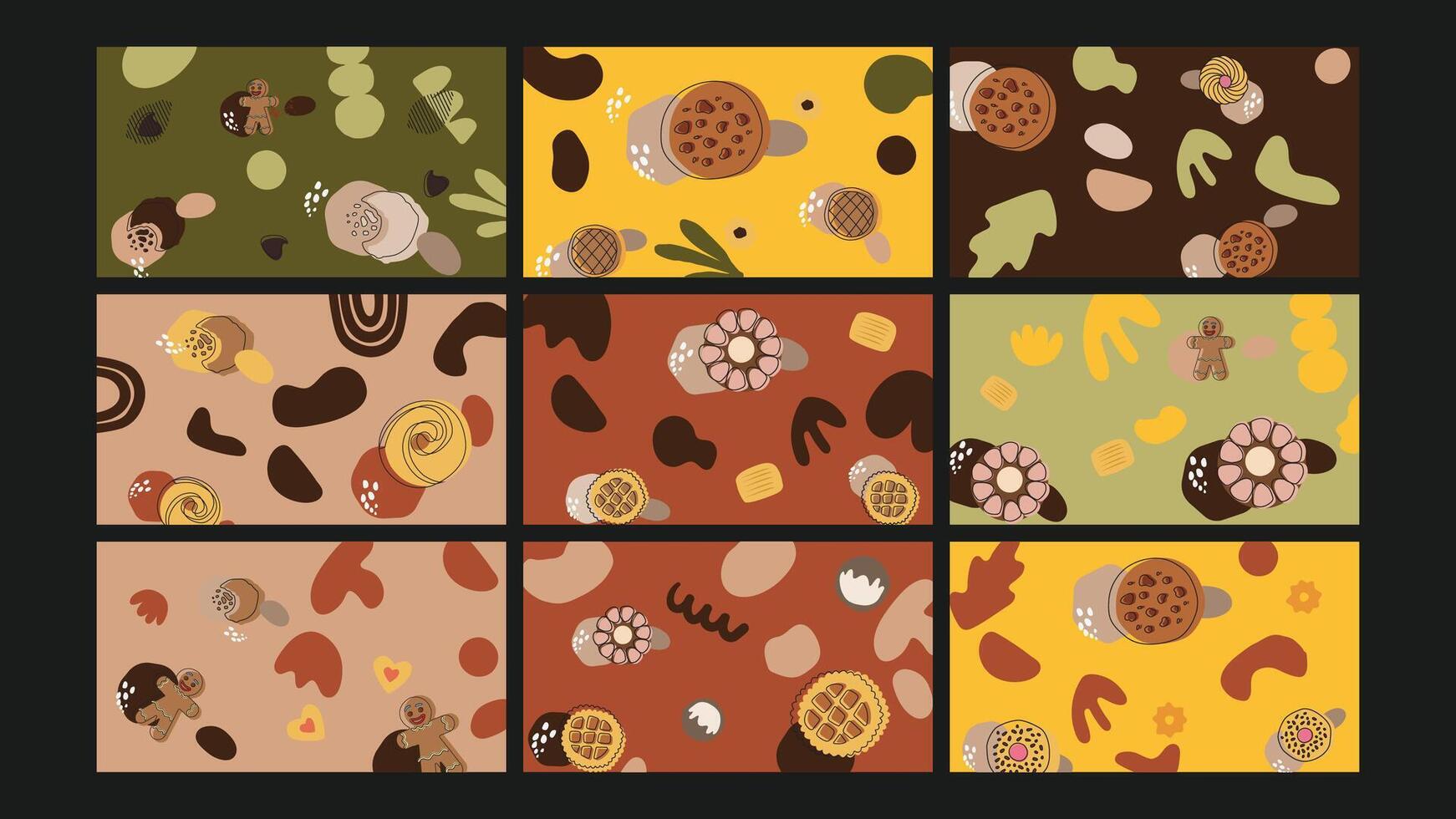 Sweet chocolate dessert background Set vector