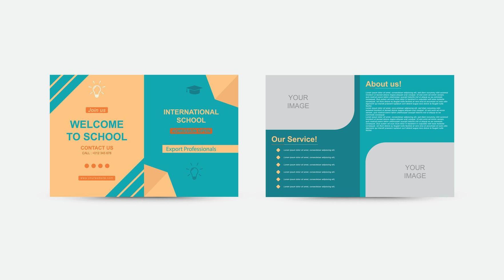 Admission Education Bifold Brochure for Back to School Design Template vector