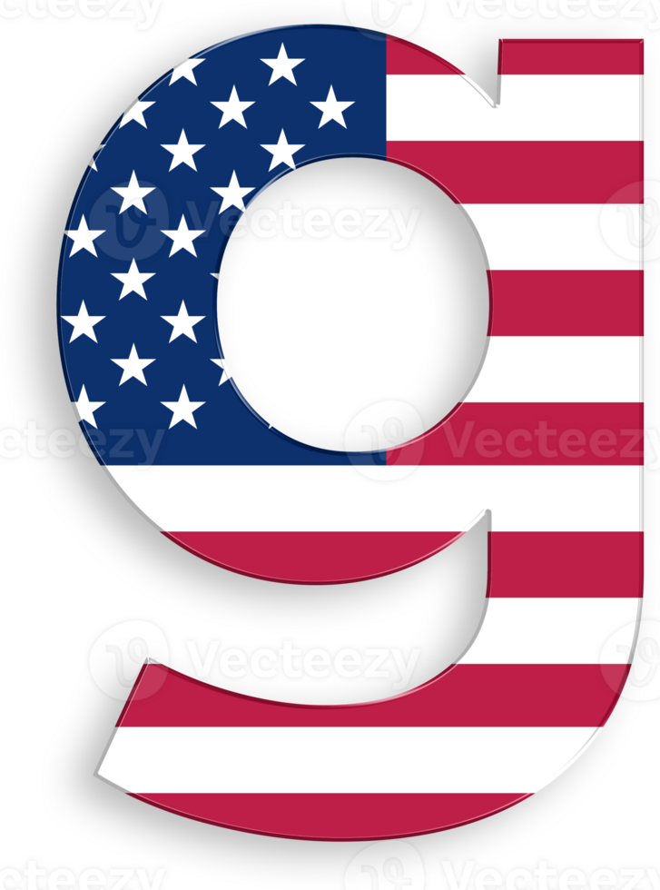 American Flag Alphabet Letter g 4th of July USA Independence Day Veterans Day png