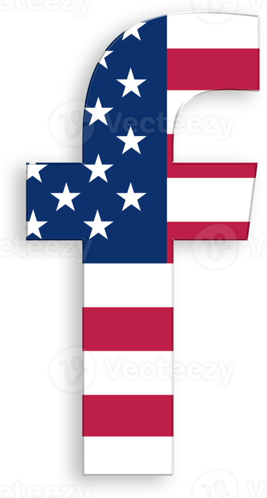 American Flag Serif Font Alphabet Letter f 4th of July USA Independence Day Veterans Day png