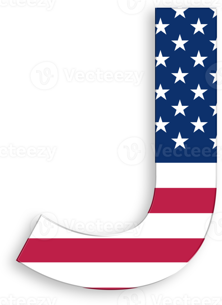 American Flag Serif Font Alphabet Letter J 4th of July USA Independence Day Veterans Day png
