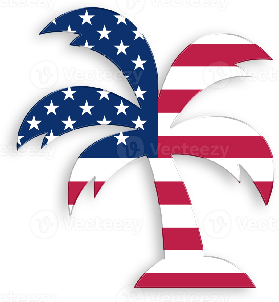 American Flag Palm Tree Icon 4th of July USA Independence Day Veterans Day png