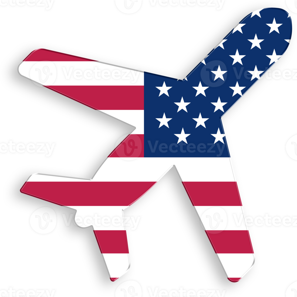 American Flag Airplane Icon Travel Icon 4th of July USA Independence Day Veterans Day png