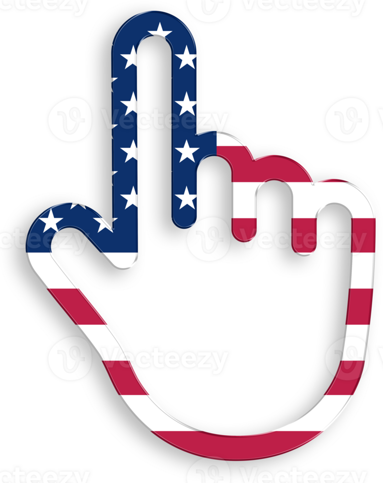 American Flag Click Icon with Hand Cursor Icon 4th of July USA Independence Day Veterans Day png