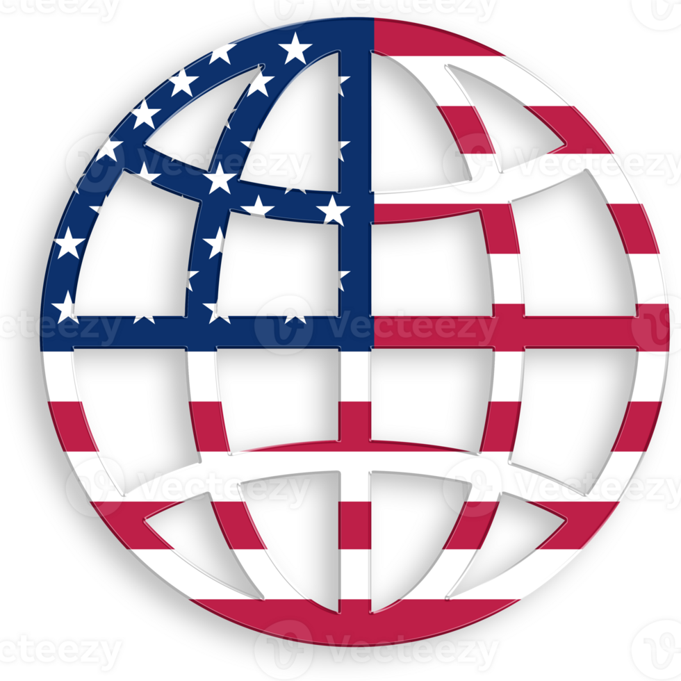American Flag Globe Icon World Icon WWW 4th of July USA Independence Day Veterans Day png