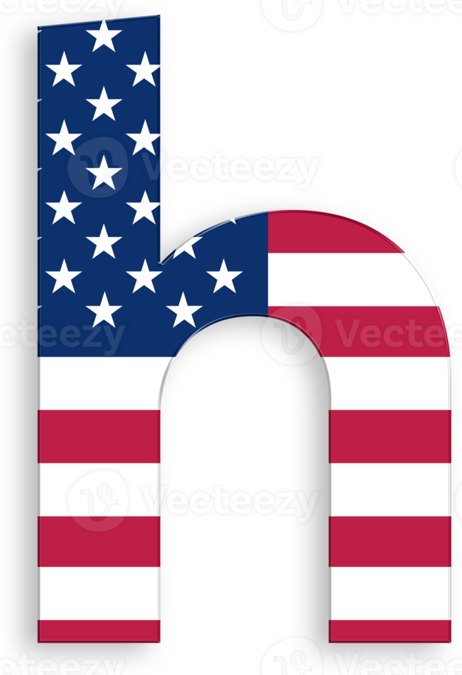 American Flag Alphabet Letter h 4th of July USA Independence Day Veterans Day png