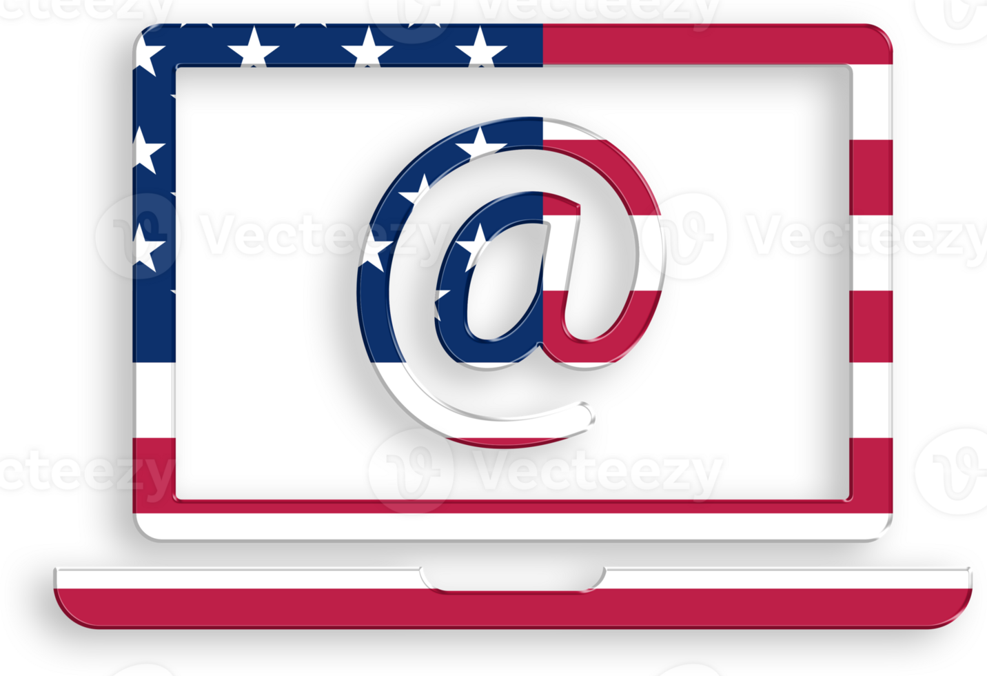 American Flag Laptop Icon with At Symbol 4th of July USA Independence Day Veterans Day png