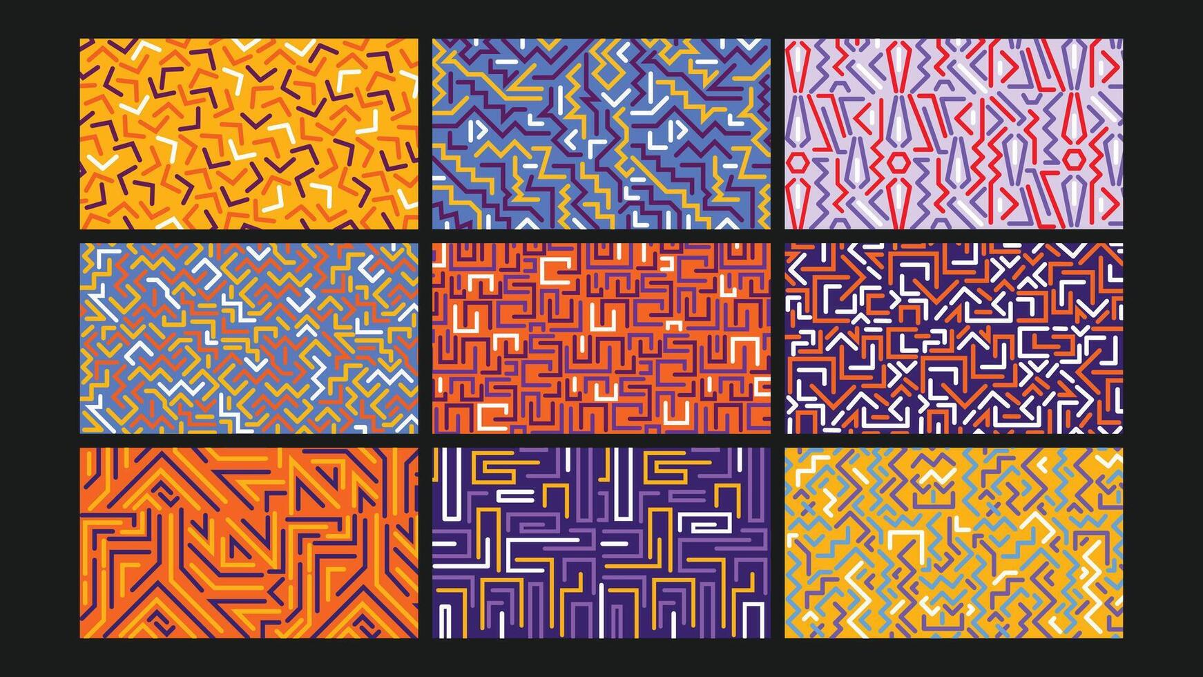 Colorful geometric design patterns collection vector