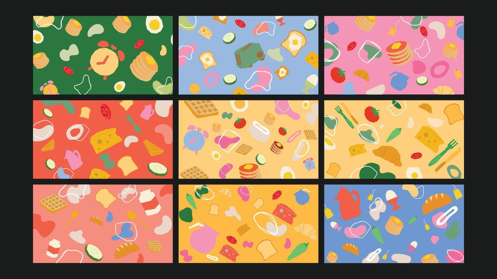 Colorful food pattern design elements vector