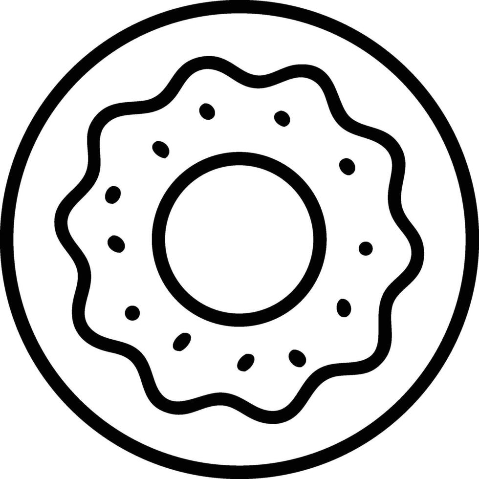 Donut outline drawing dessert bakery sweet treat food vector