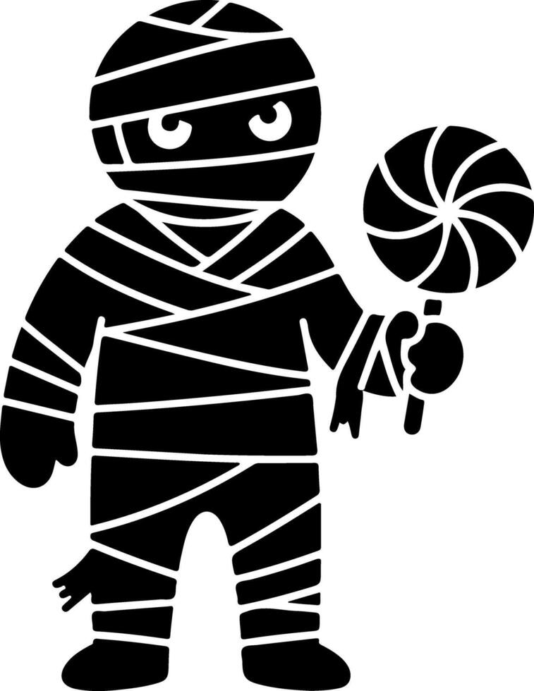 Adorable Mother Figure Clutching a Halloween Spiral Lollipop Drawing vector