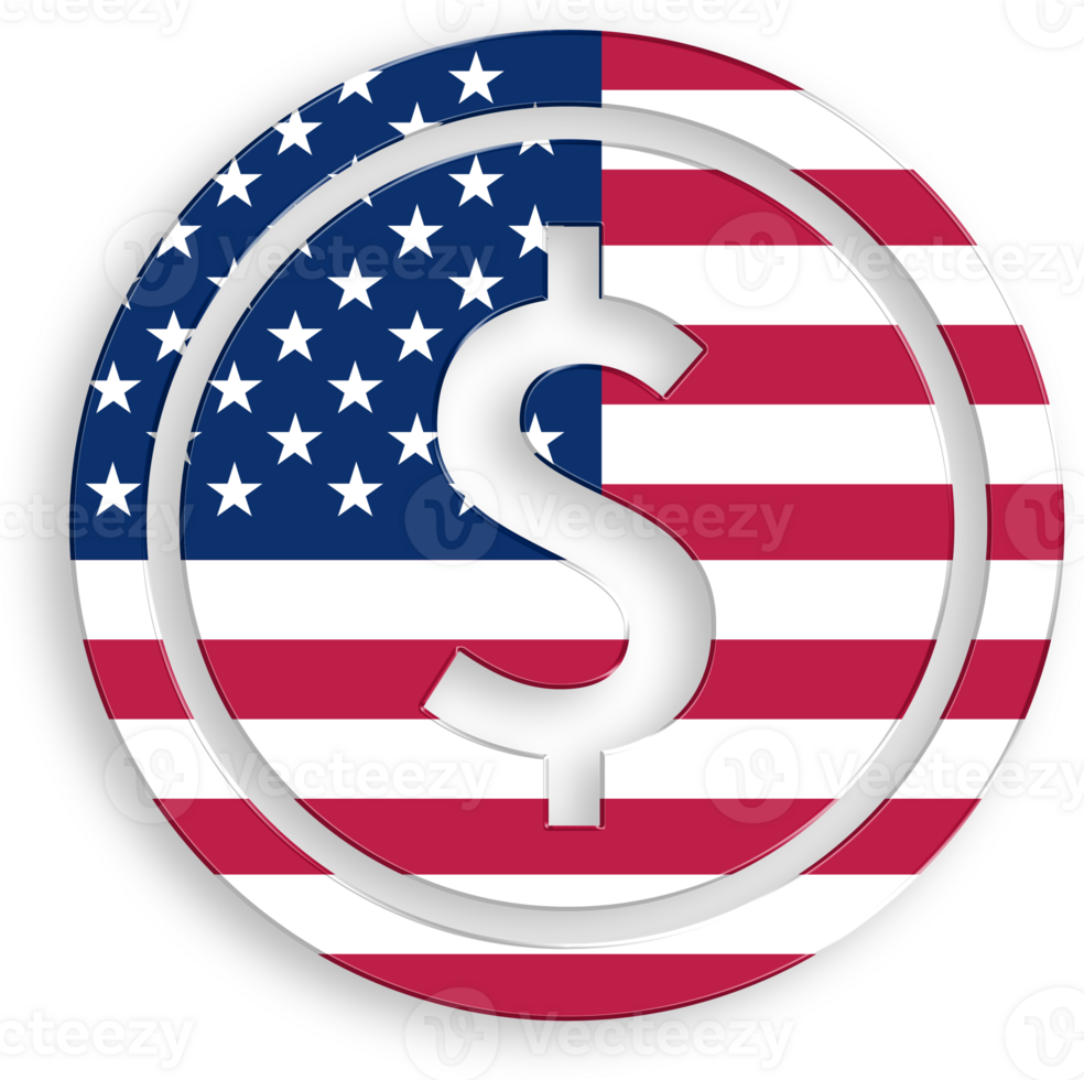 American Flag Dollar Coin Icon 4th of July USA Independence Day Veterans Day png