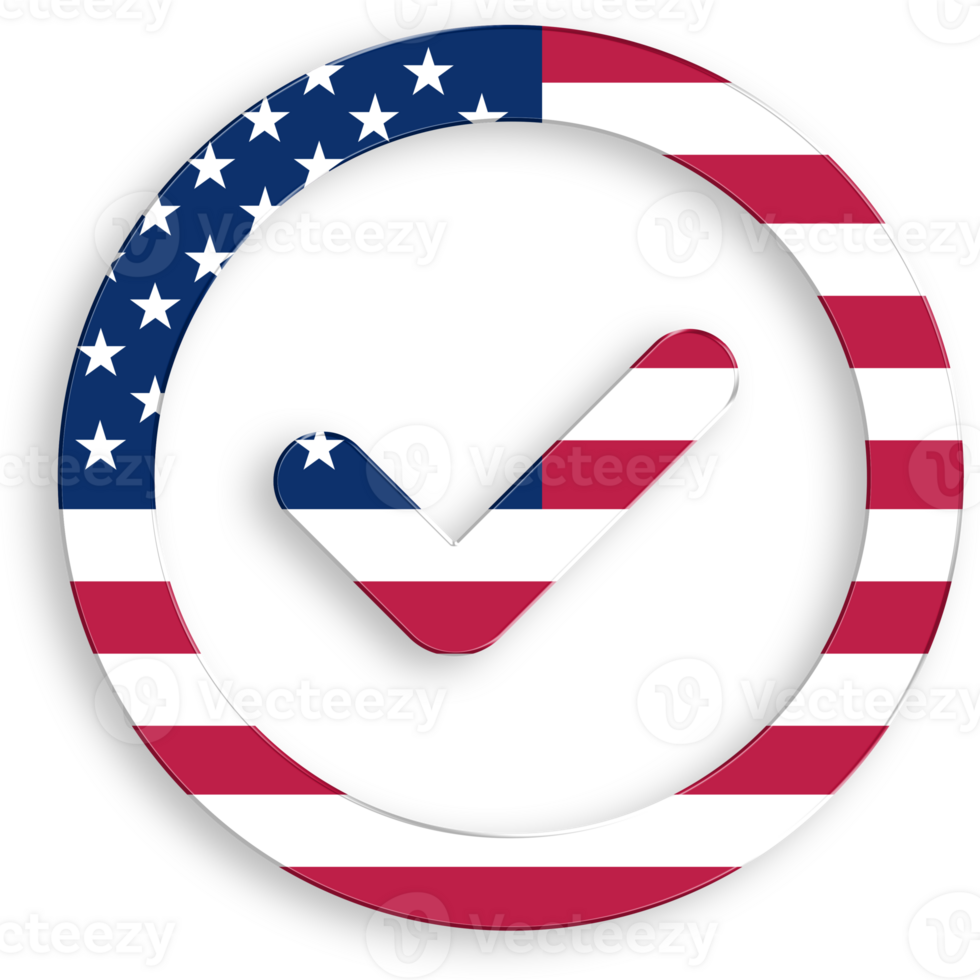 American Flag Checkmark in Circle Icon 4th of July USA Independence Day Veterans Day png