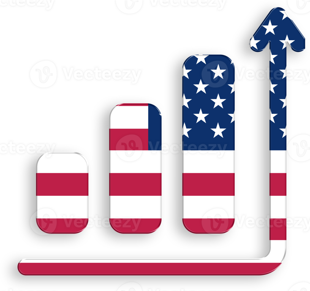 American Flag Bar Graph Icon 4th of July USA Independence Day Veterans Day png