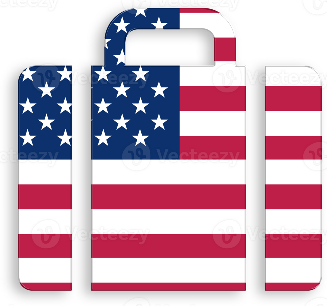 American Flag Luggage Icon 4th of July USA Independence Day Veterans Day png