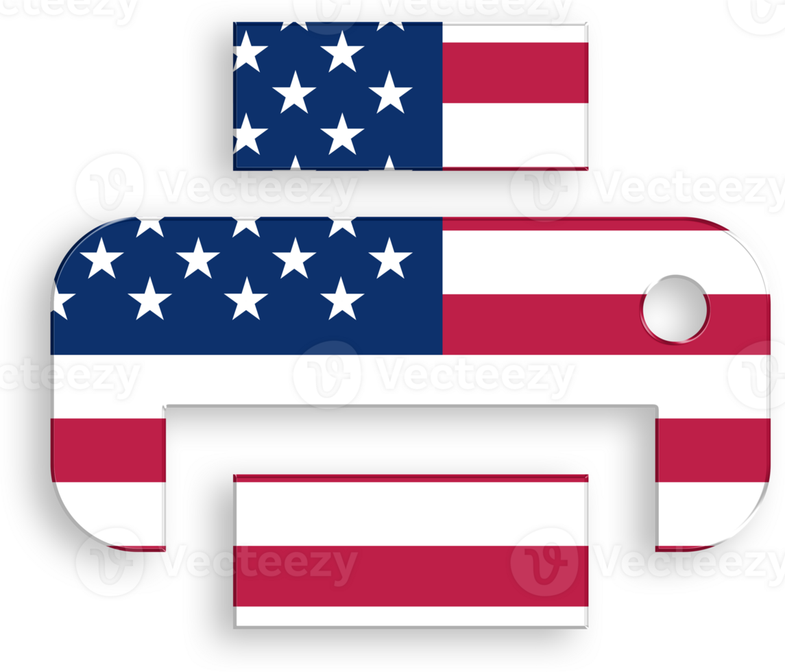 American Flag Printer Icon 4th of July USA Independence Day Veterans Day png