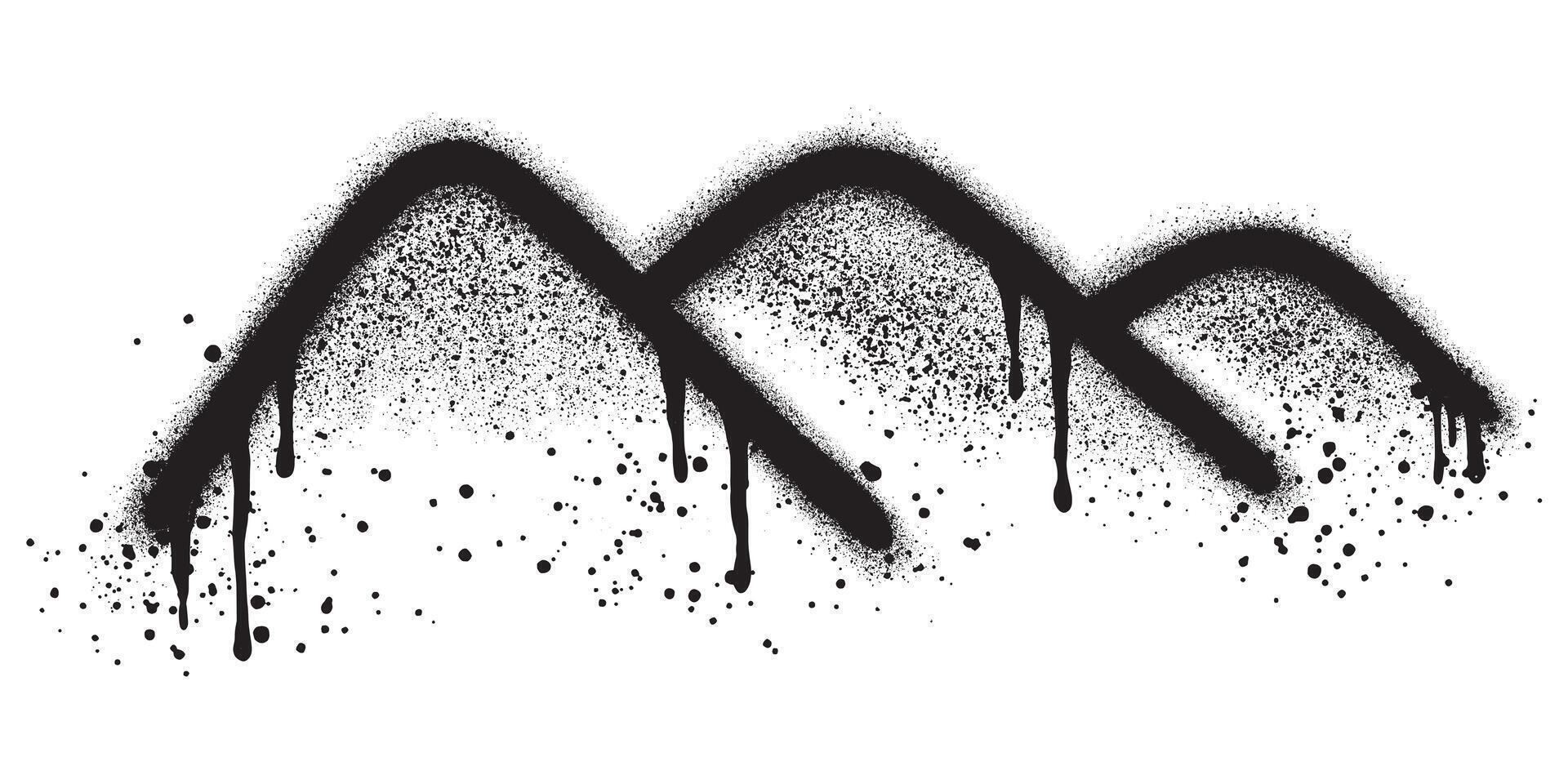 Mountain graffiti with black spray paint. Grunge hill peaks. Distressed brush strokes. Mountain landscape. vector