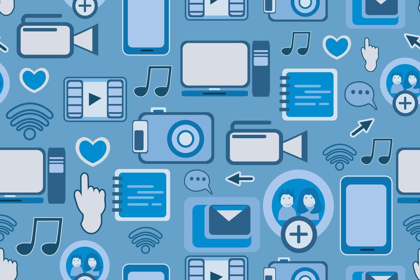 Colorful media icons pattern background vector