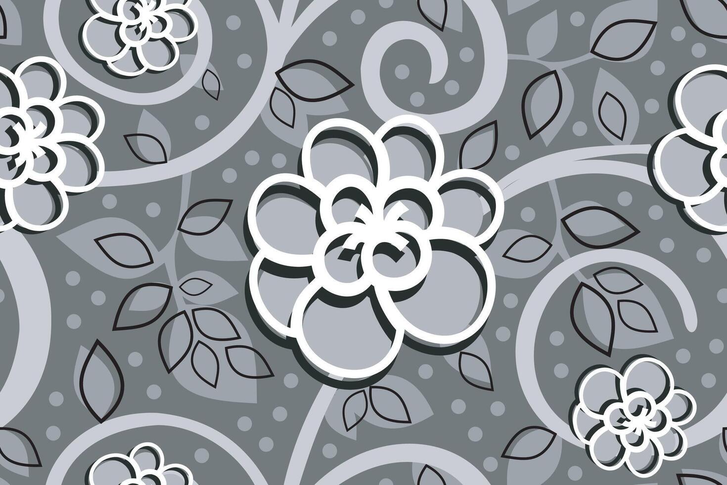 Gray and white floral pattern design vector