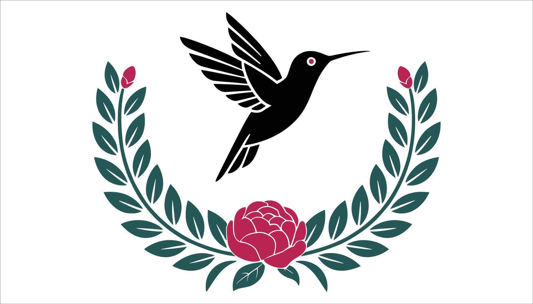 Flying Bird and Floral Wreath Decorative Icon vector