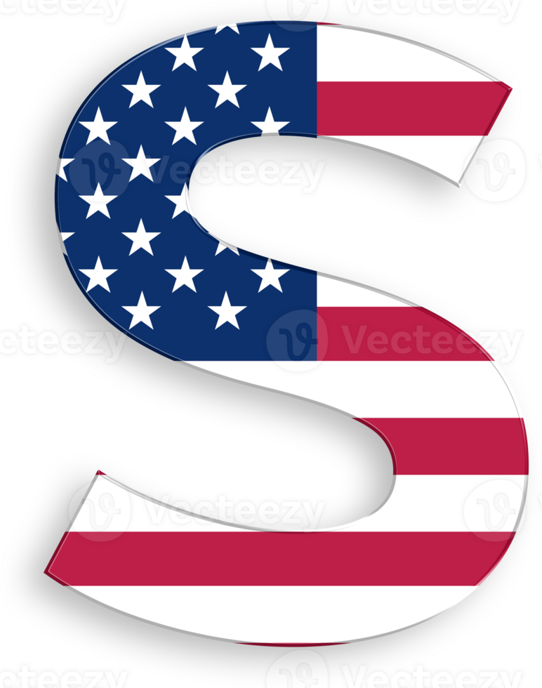 American Flag Alphabet Letter S 4th of July USA Independence Day Veterans Day png